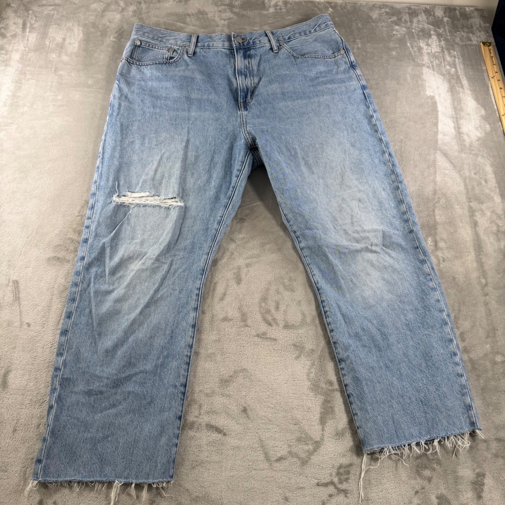 Madewell 90s Straight Jeans Light Wash Distressed Raw Hem Size 33 CKP482821283
